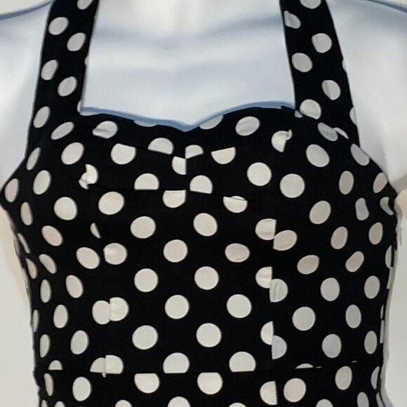 Anni CoCo  SZ S black & white polka dot vintage inspired halter dress - Picture 3 of 6